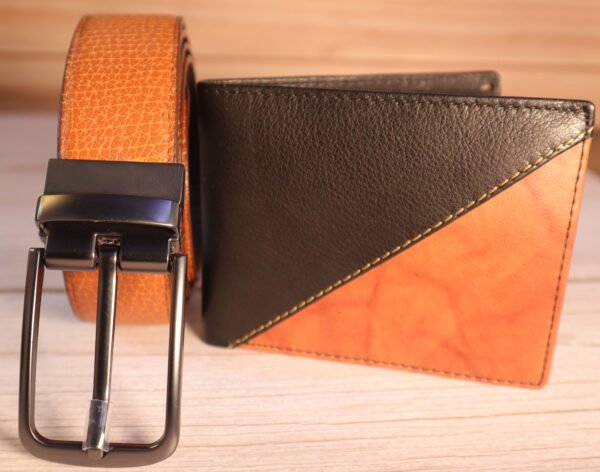 Brown Belt and dual tone wallet combo