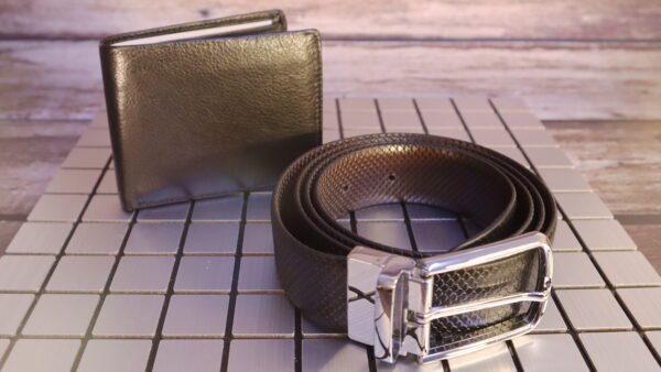 Black leather wallet and granular texture wallet