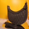 Quilted leather moon shaped Dark Grey sling bag