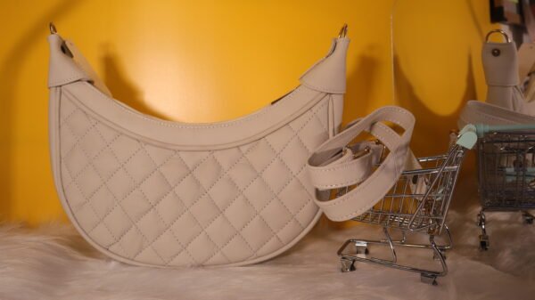 Luxury Genuine Leather Quilted Moon Bag I - Image 2