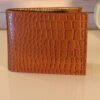 Croco style brown leather wallet