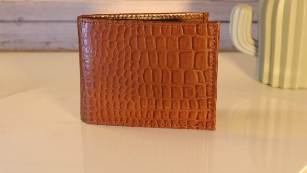 Croco style brown leather wallet