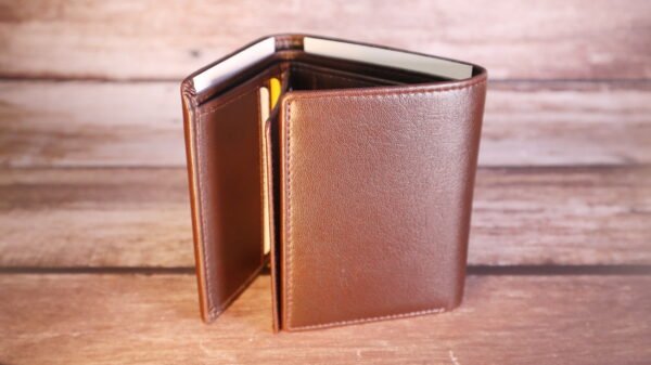 Triple fold brown wallet