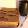 Vintage journal, black cup and pen combo