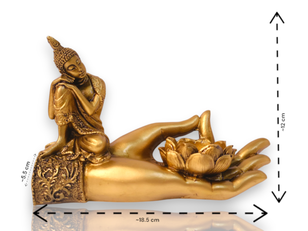 Resting Buddha on Hand with Lotus Shape Stand - Image 2