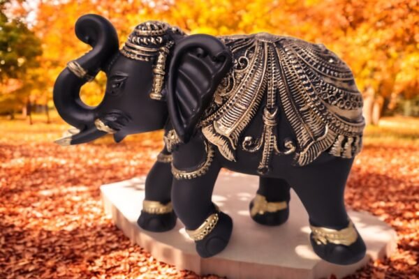Antique Carved Black Elephant Sculpture set - Image 3