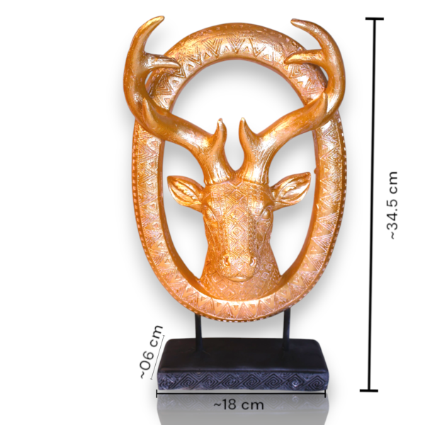 Golden Giraffe Head Sculpture in Round Frame