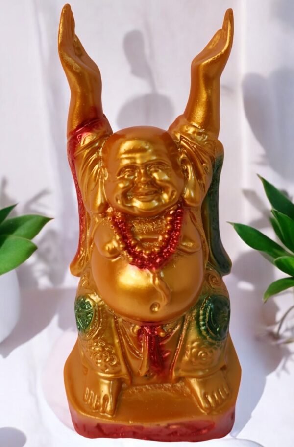 Polyresin multicolor laughing Buddha Statue.