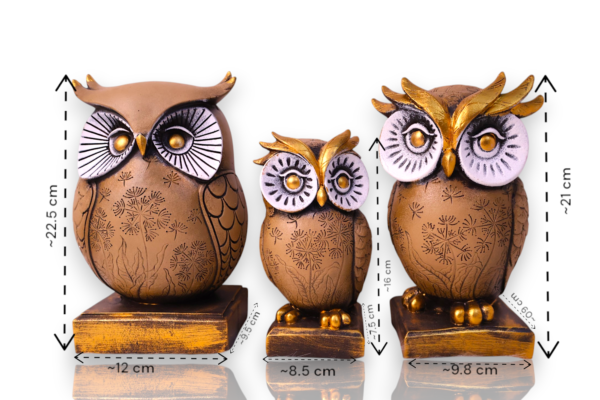 Elegant Owl Family Sculptures - Image 2