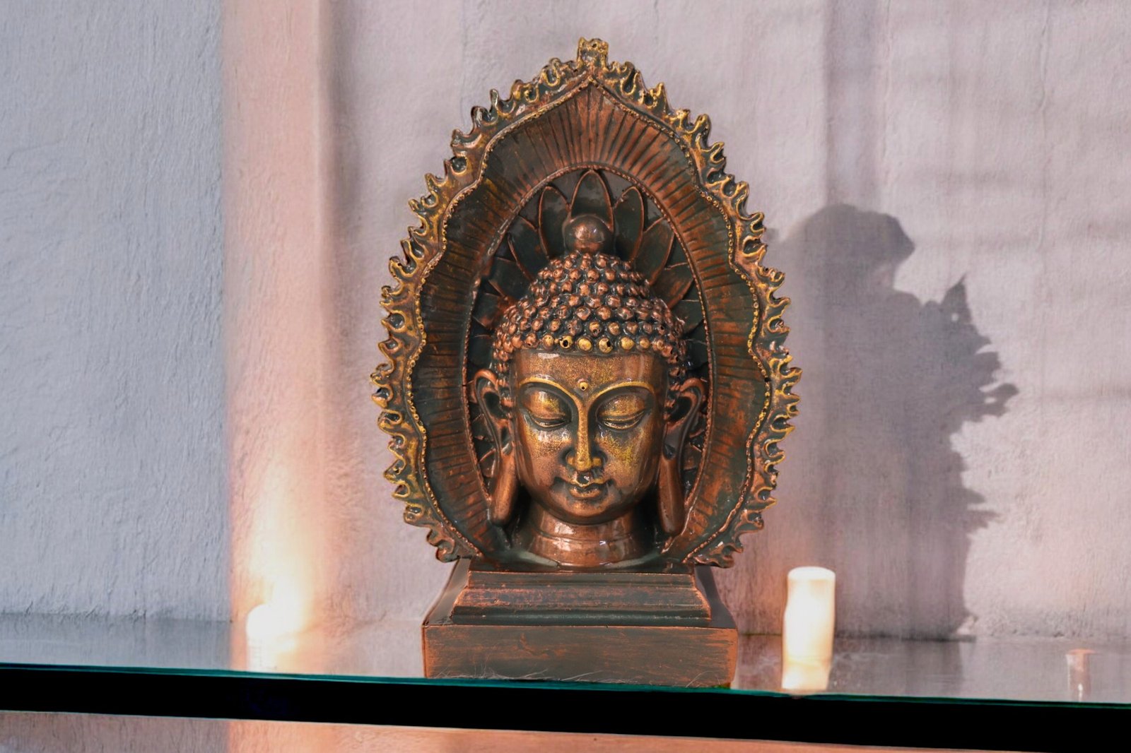 Gautam Buddha Head with Leaf Background