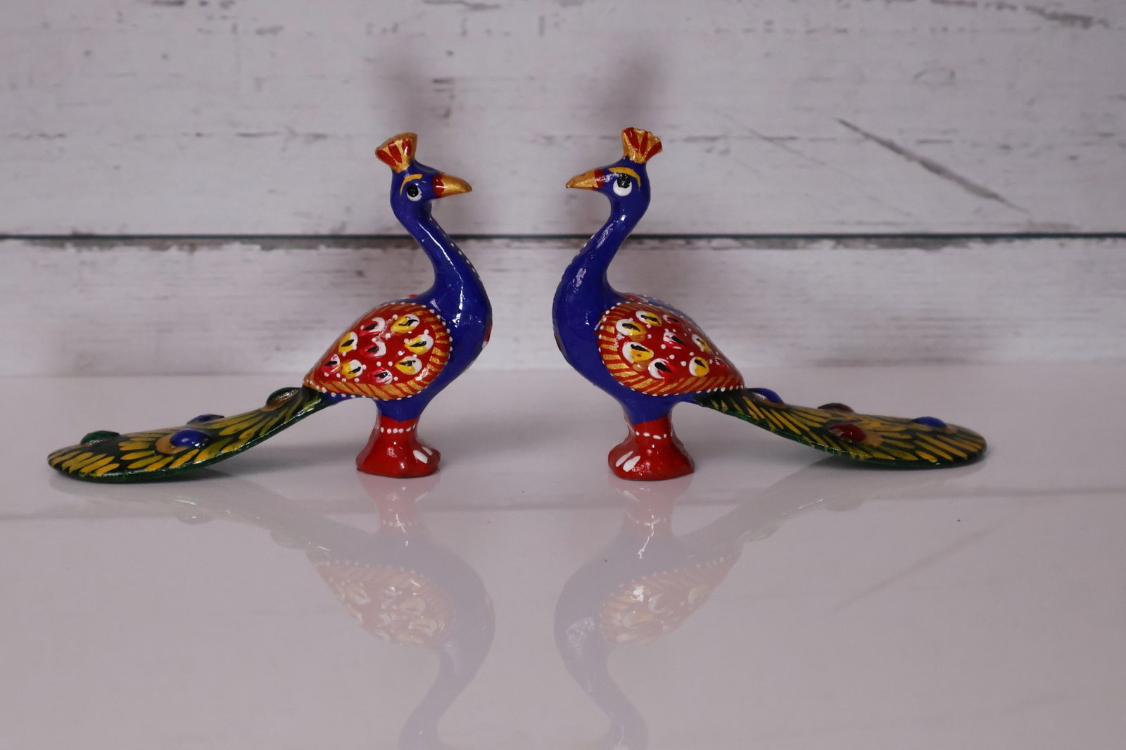 Vintage Meenakari Metal Peacock Set (5 cm) - Image 2