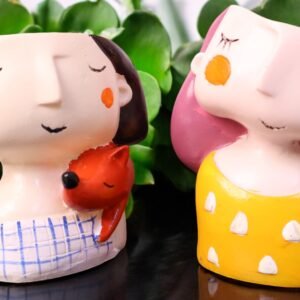 Adorable Cute Girls Flowerpot Pair (small size)