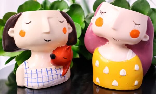 Adorable Cute Girls Flowerpot Pair (small size)