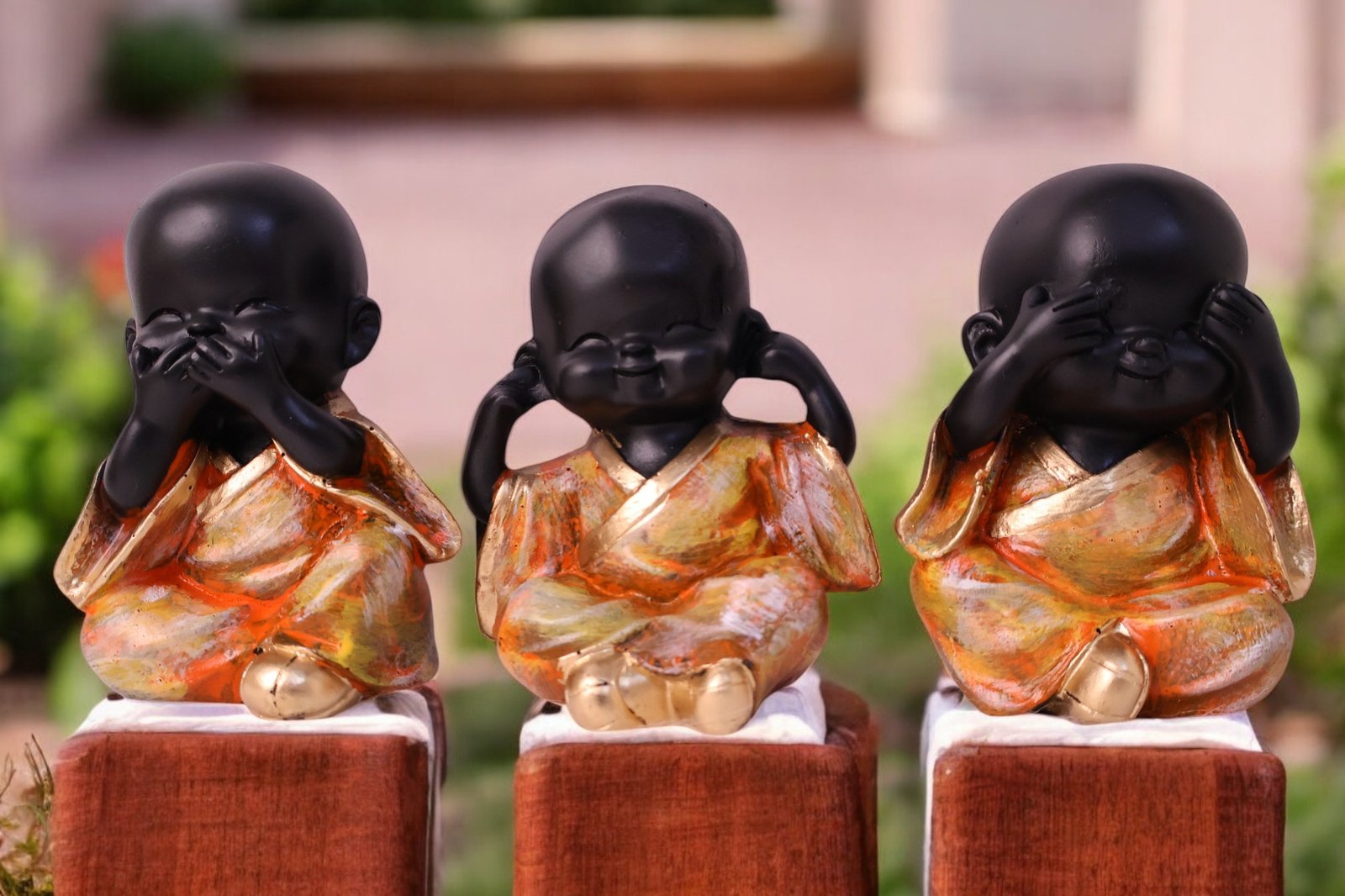 Set of Three Wise Kid Monks