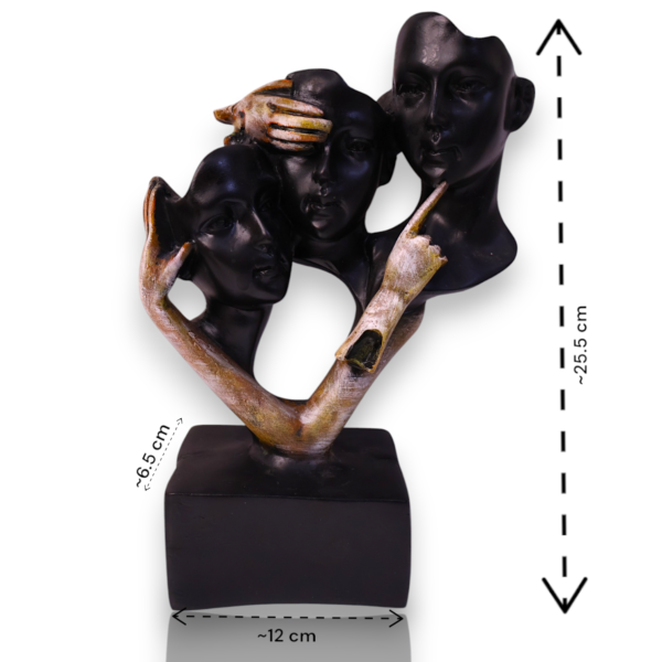 Abstract Three Faces Sculpture – See, Hear & Speak No Evil (single stand) - Image 3