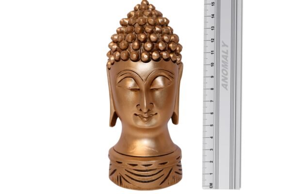 Wooden Buddha Head- Golden Color Polished - Image 2