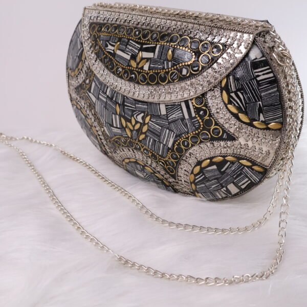 Seashell metallic clutch bag