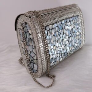 Seashell metallic clutch bag