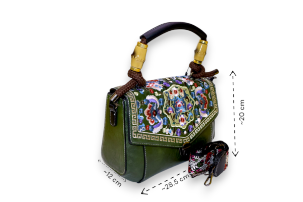 Elegant Embroidered Handbag with Jacquard Sling - Image 4
