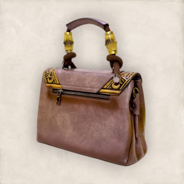 Elegant Embossed Handbag with Jacquard Sling - Image 4