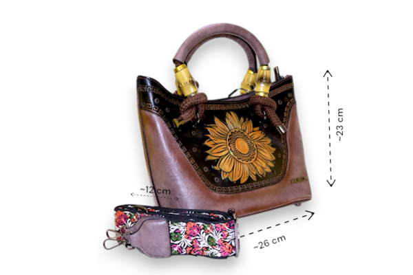 Chic & Spacious Handbag with Jacquard Sling - Image 4