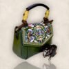Exquisite embroidered handbag in a rich green hue