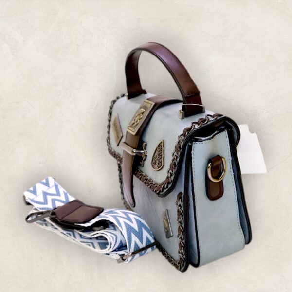 Chic Small Handbag with Embellished Detailing & Jacquard Sling