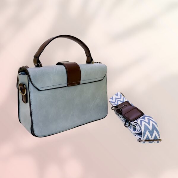 Chic Small Sky Blue Handbag with Embellished Detailing - Image 3