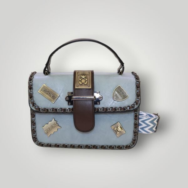 Chic Small Sky Blue Handbag with Embellished Detailing - Image 2