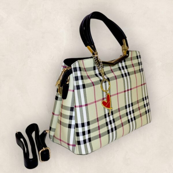 Chic Checkered Handbag with heart charm