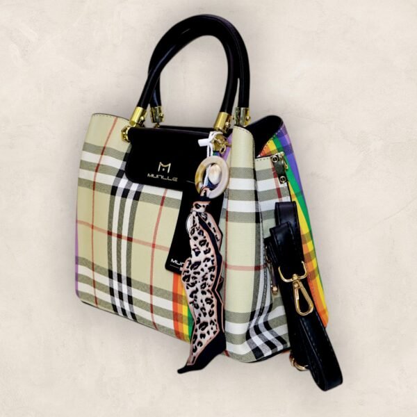 Elegant Checkered Handbag with Optional Jacquard Shoulder Sling