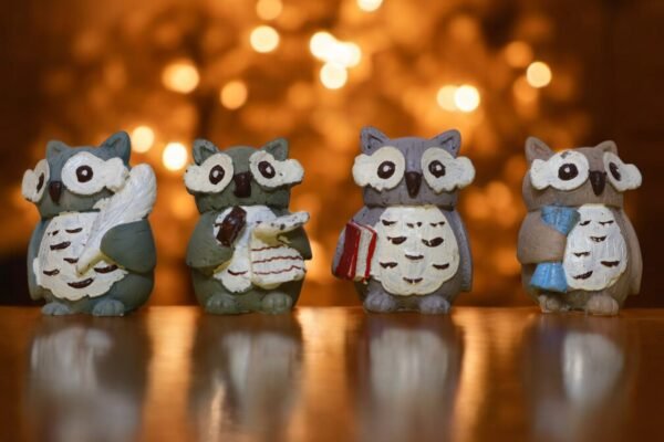 Set of 4 Adorable miniature Owl Figurines - Image 2