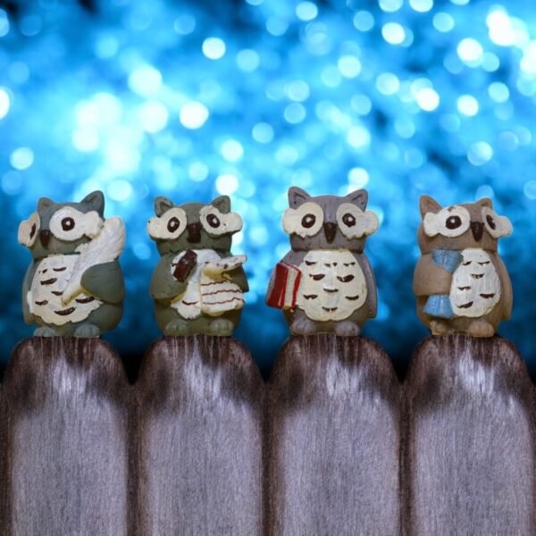 Set of 4 Adorable miniature Owl Figurines made up of polyresin