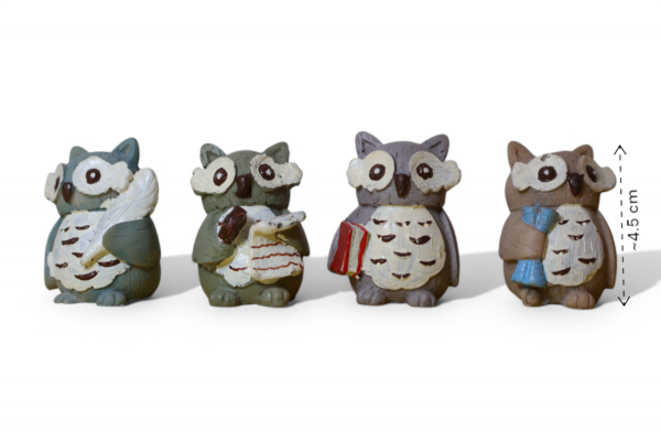Set of 4 Adorable miniature Owl Figurines - Image 3