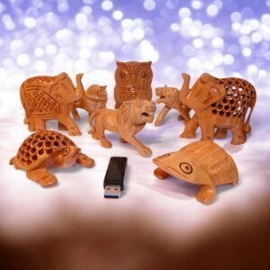 Set of eight wooden animal