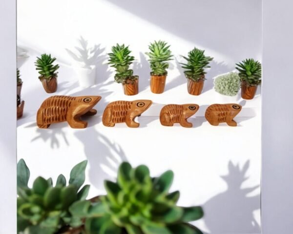 Wooden Frog Family of four