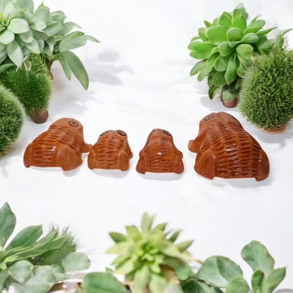 Handcrafted Wooden Miniature Frog Family – Set of 4 - Image 2
