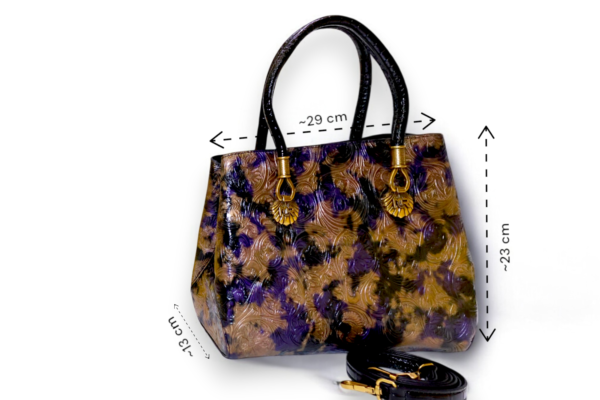 Exquisite Golden Magenta Embossed Handbag - Image 4