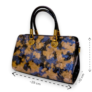 Elegant Golden Aqua Blue Handbag image with scale