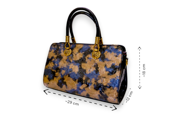 Elegant Golden Aqua Blue Handbag image with scale