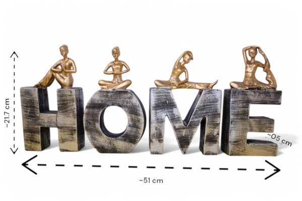 Polyresin ‘HOME’ Sculpture with Yoga Lady Figurines - Image 3