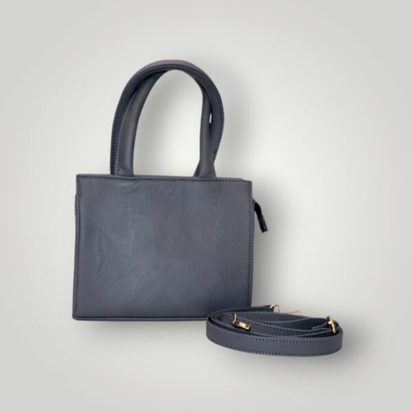 Luxury Genuine Grey Leather Handbag - Image 2