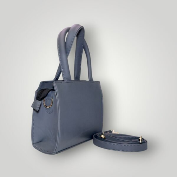 Luxury Genuine Grey Leather Handbag - Image 3