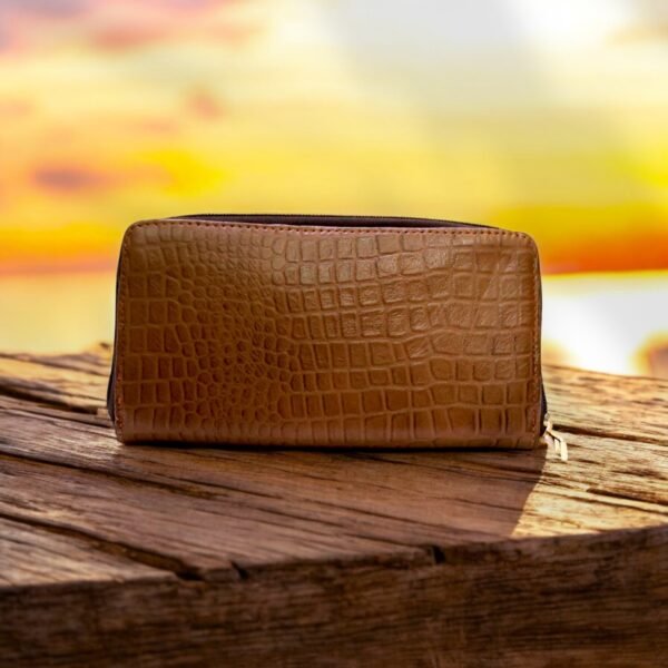 Elegant Ladies Leather Croc Clutch Bag - Image 4