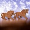 Pair of Wooden Lion carved from single wood piece