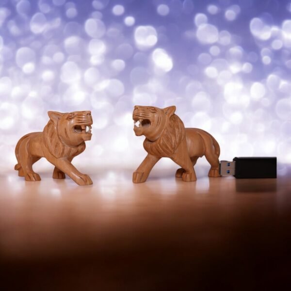 Wooden Lion Pair – Symbol of Strength & Royalty - Image 2