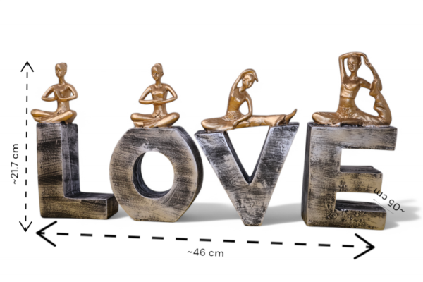 Polyresin ‘LOVE’ Sculpture with Yoga Lady Figurines - Image 3