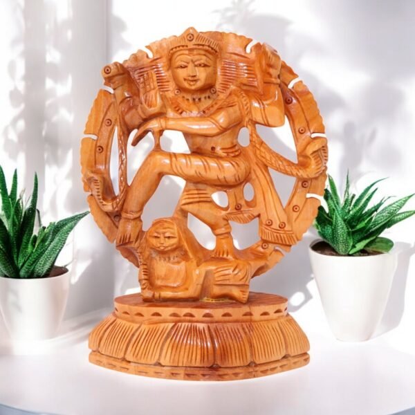 Wooden Nataraj Statue – The Cosmic Dance of Shiva. This statue is carved out from single piece of wood.