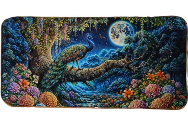 Exquisite Natural Night Scenery – Jungle & Peacock Art - Image 2