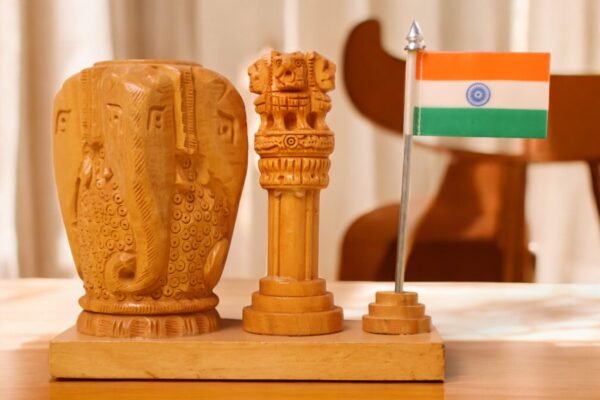 Handcrafted Wooden Pen Stand – Elephant Theme - Image 2